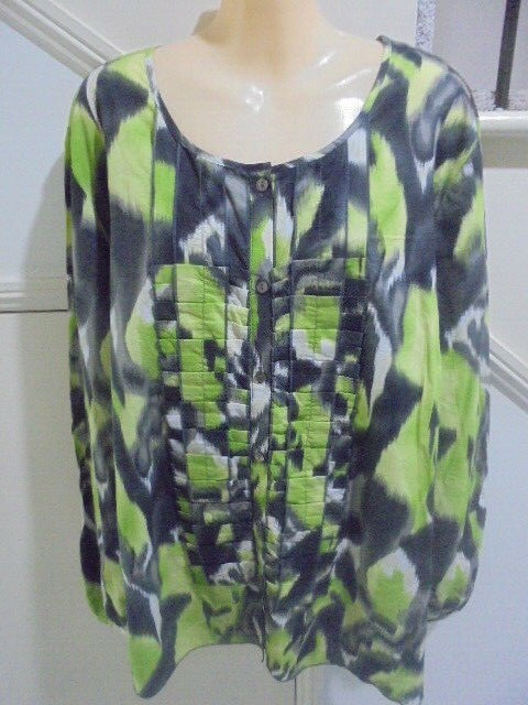 THE CLOTHING COMPANY WOMAN NWOT SIZE 20 Green Black Grey 100% Cotton BLOUSE THE CLOTHING COMPANY WOMAN NWOT SIZE 20 Green Black Grey 100% Cotton BLOUSE