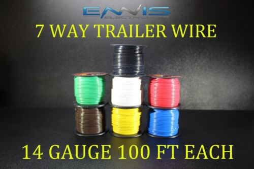 14 GAUGE WIRE ENNIS ELECTRONICS 7 WAY TRAILER LIGHT 100 FT SPOOLS PRIMARY CABLE