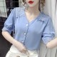 Fashion Women V Neck Lace Hollow Chiffon Shirts Summer Short Sleeved Blouses Top Fashion Women V Neck Lace Hollow Chiffon Shirts Summer Short Sleeved Blouses Top
