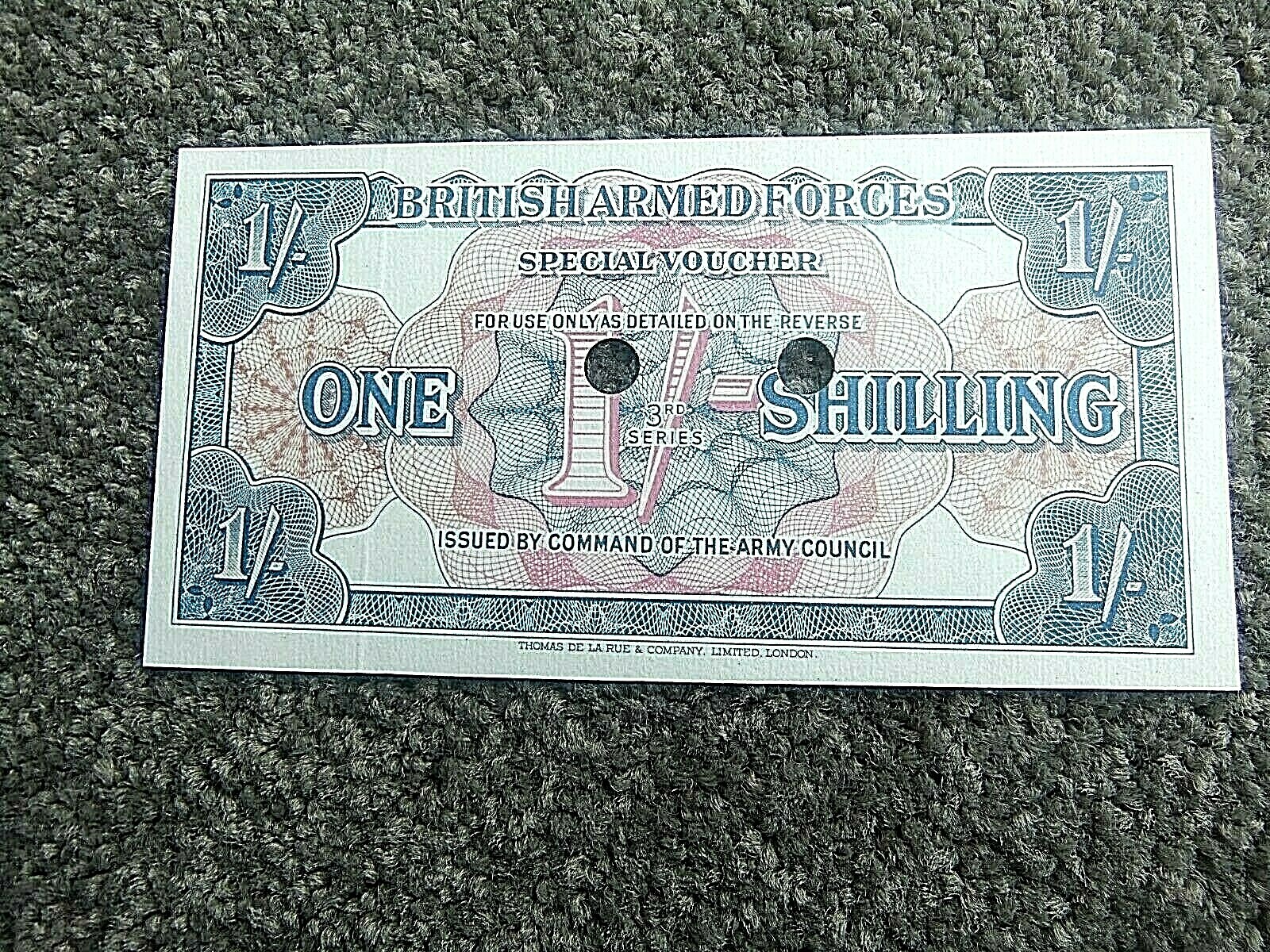 british armed forces – one shilling – special voucher 3rd series .
