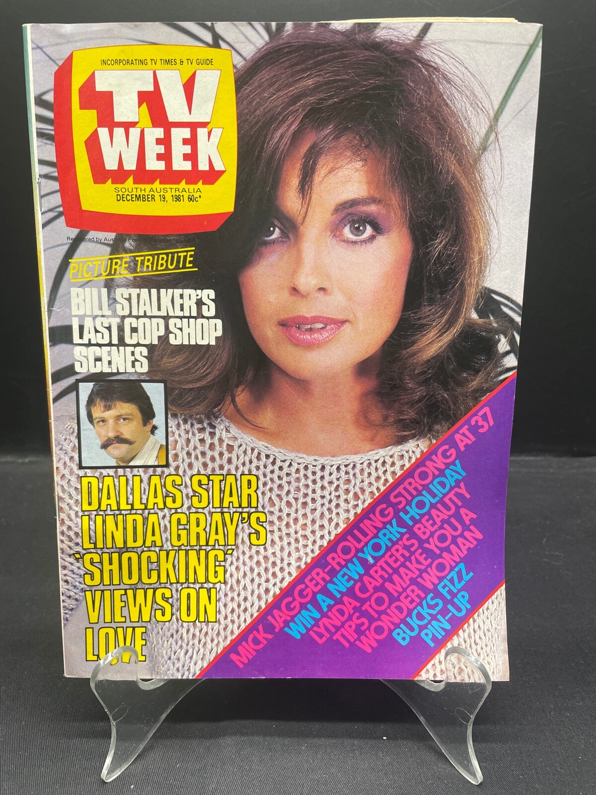 DEC1981 TV WEEK PIN – UP BUCKS FIZZ LINDA GRAY DALLAS MICK JAGGER TARZANS L359. DEC1981 TV WEEK PIN – UP BUCKS FIZZ LINDA GRAY DALLAS MICK JAGGER TARZANS L359.