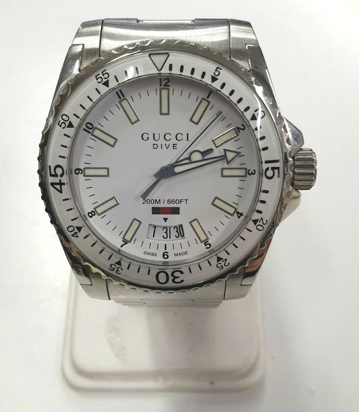 GUCCI Dive 136.3 Stainless Steel Silver/white Quartz Watches mens WhiteDial GUCCI Dive 136.3 Stainless Steel Silver/white Quartz Watches mens WhiteDial