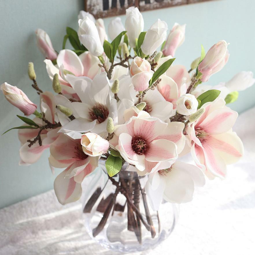 Artificial Silk Flowers Fake Orchid Magnolia Bouquet Home Party Wedding Decor Artificial Silk Flowers Fake Orchid Magnolia Bouquet Home Party Wedding Decor