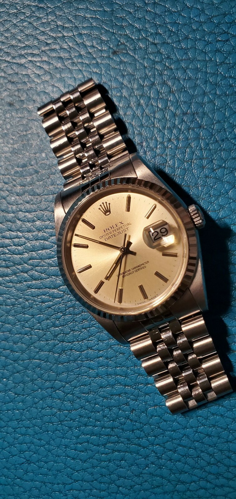 Rolex 16234 Oyster Datejust Inedx Silver Dial Automatic Watch Quick Set