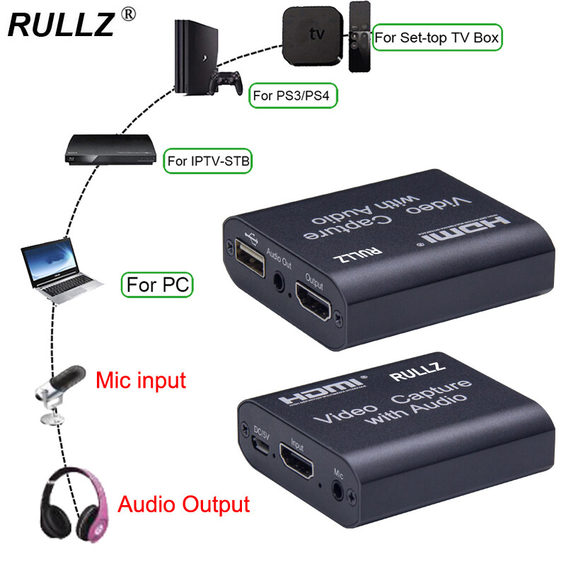 Rullz USB 2.0 Mic Input HDMI Loop Audio Video Capture Card Record Live Streaming Rullz USB 2.0 Mic Input HDMI Loop Audio Video Capture Card Record Live Streaming