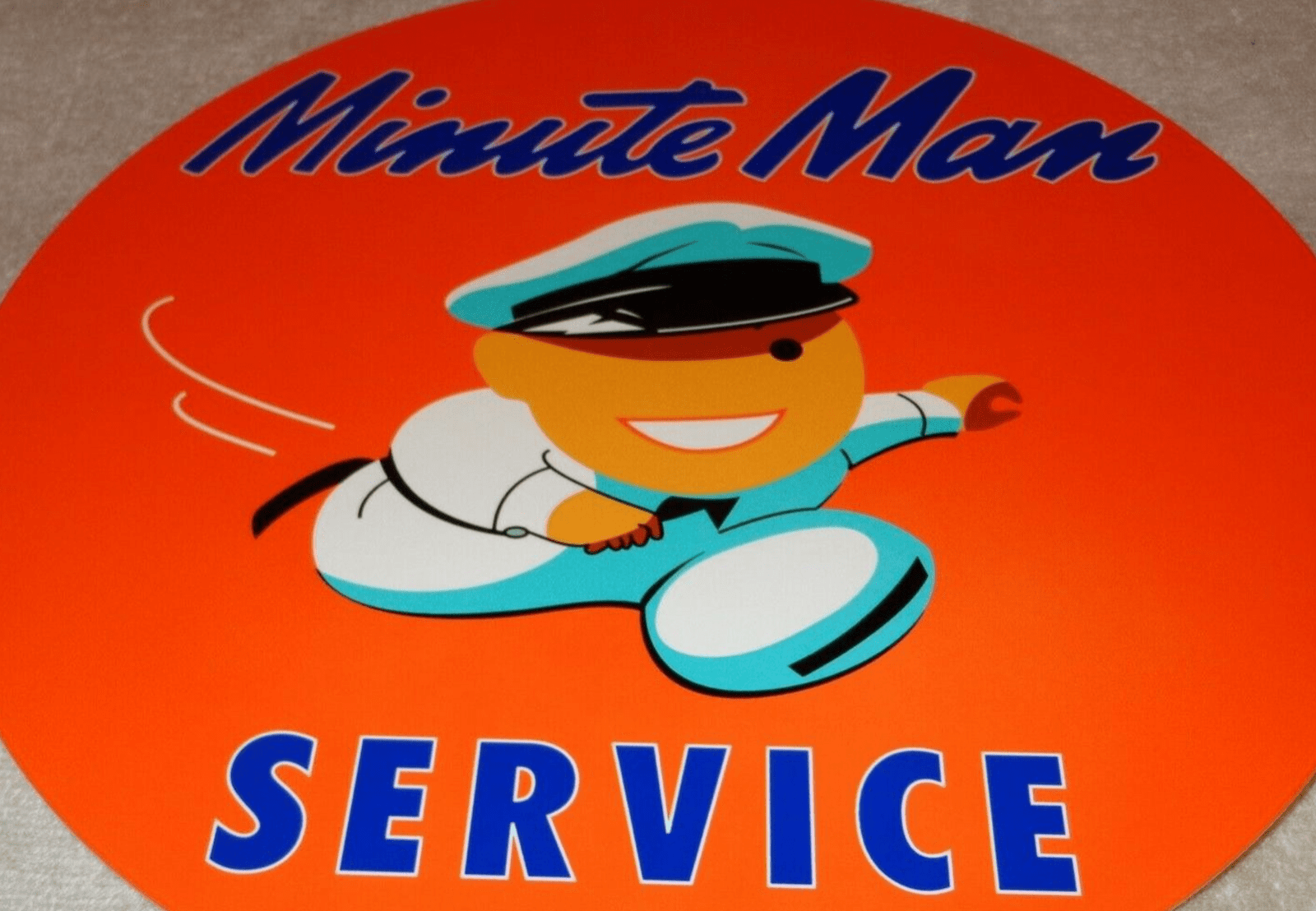 VINTAGE “UNION 76 MINUTE MAN SERVICE W/ SPEEDY” 12″ METAL GASOLINE & OIL SIGN AD VINTAGE “UNION 76 MINUTE MAN SERVICE W/ SPEEDY” 12″ METAL GASOLINE & OIL SIGN AD