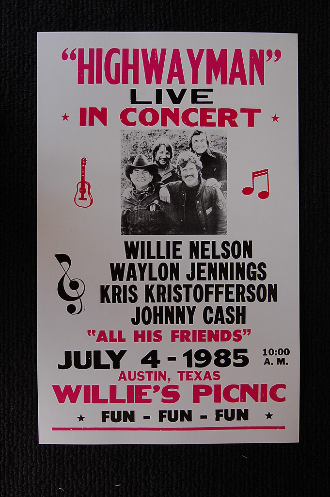 Highwayman 1985 tour poster Willie Nelson Johnny Cash Highwayman 1985 tour poster Willie Nelson Johnny Cash