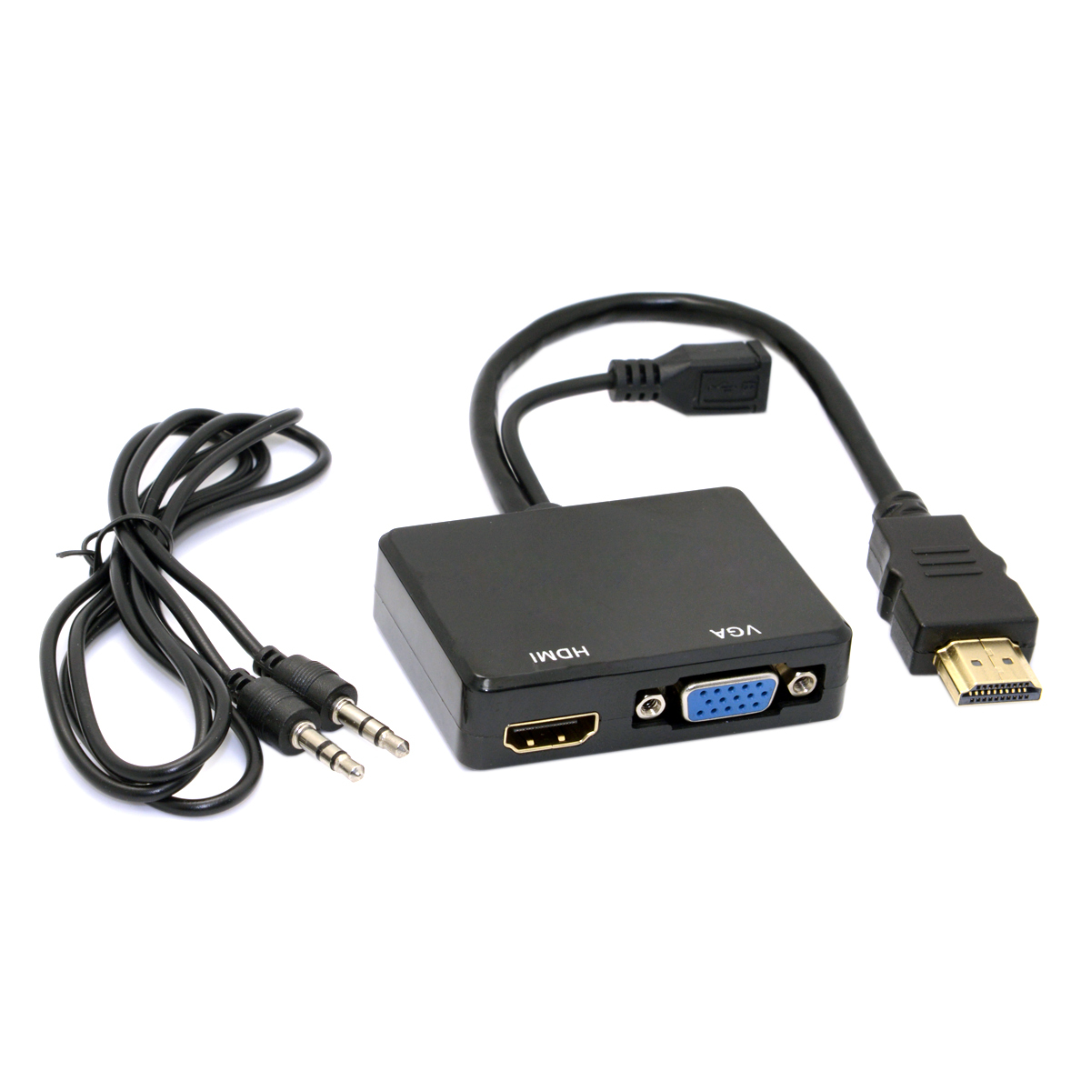 HDMI to VGA + HDMI Female Splitter with Audio Video Cable Converter Adapter HDMI to VGA + HDMI Female Splitter with Audio Video Cable Converter Adapter