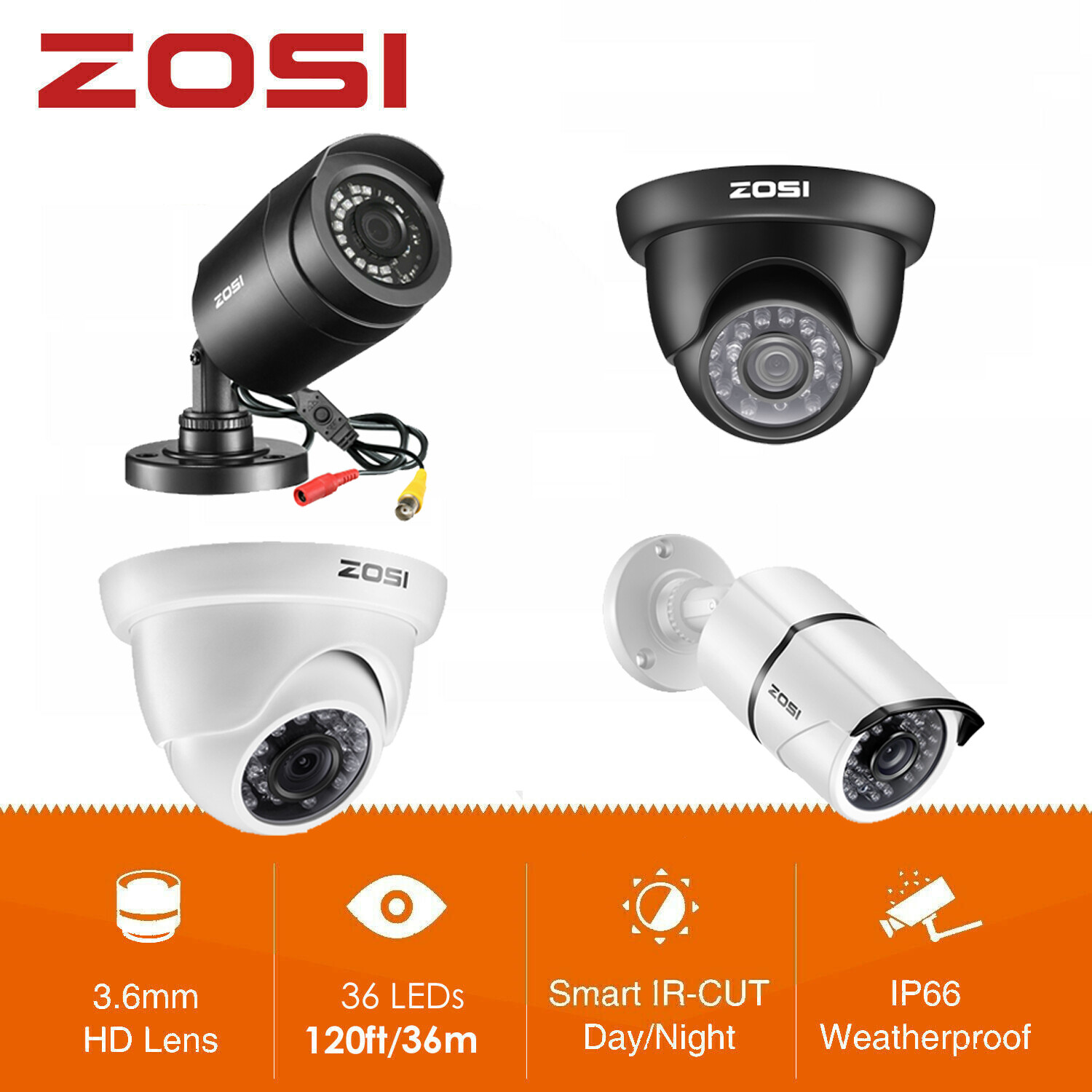 ZOSI 5MP/2MP HD PoE IP Security Camera Outdoor Home Surveillance IR Night Vision ZOSI 5MP/2MP HD PoE IP Security Camera Outdoor Home Surveillance IR Night Vision