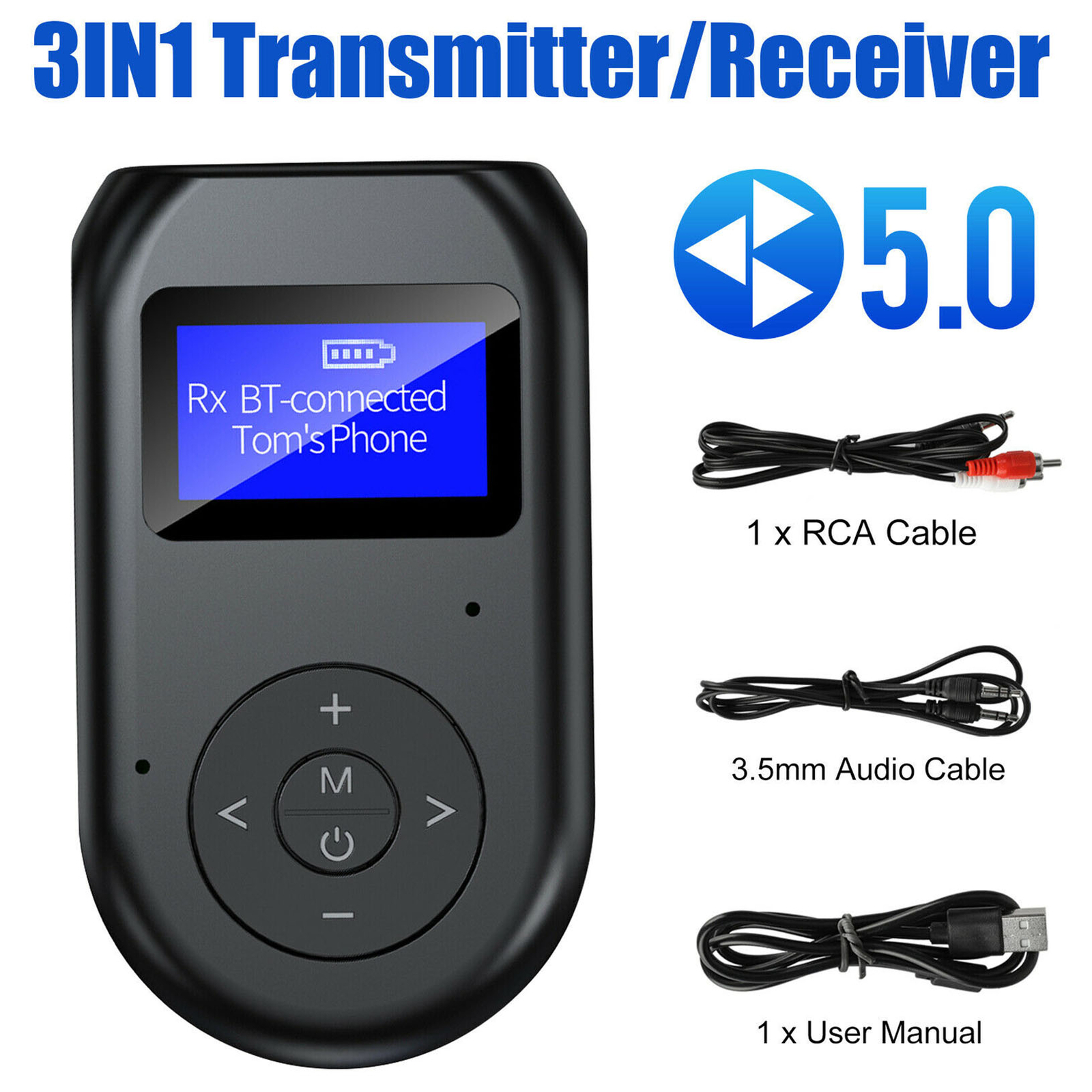 3 in1 Bluetooth 5.0 Transmitter Receiver Wireless Audio 3.5mm Adapter for TV PC 3 in1 Bluetooth 5.0 Transmitter Receiver Wireless Audio 3.5mm Adapter for TV PC