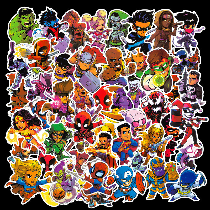 50pcs Cartoon Marvel Super Hero Stickers Water bottle Luggage Laptop Decals Lot 50pcs Cartoon Marvel Super Hero Stickers Water bottle Luggage Laptop Decals Lot
