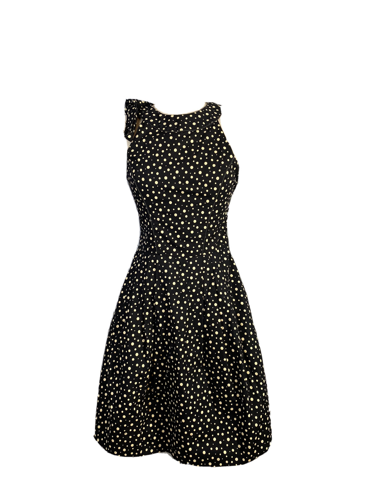 Cue Womens Size 6 Fit And Flare Midi Sleeveless Polka Dot Dress Cue Womens Size 6 Fit And Flare Midi Sleeveless Polka Dot Dress