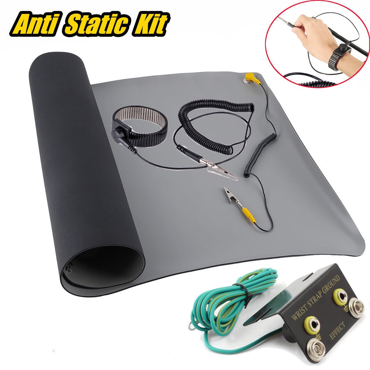 Desktop Anti Static ESD Wrist Strap Ground Mat Pad Cord PC Laptop Tablet Repair Desktop Anti Static ESD Wrist Strap Ground Mat Pad Cord PC Laptop Tablet Repair