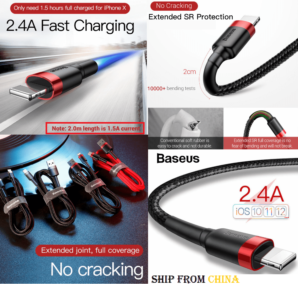 FAST Genuine Baseus USB MFi-Certified Lightning Cable FOR iPhone cord ios ! FAST Genuine Baseus USB MFi-Certified Lightning Cable FOR iPhone cord ios !