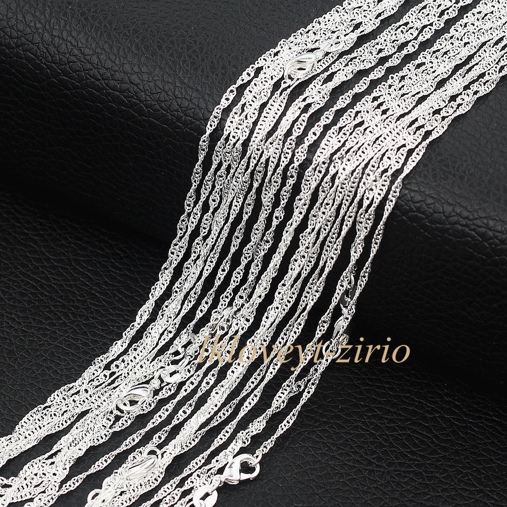 Wholesale Lots 5Pcs 925 Sterling Solid Silver Water Wave Chain Necklace 16″-28″ Wholesale Lots 5Pcs 925 Sterling Solid Silver Water Wave Chain Necklace 16″-28″