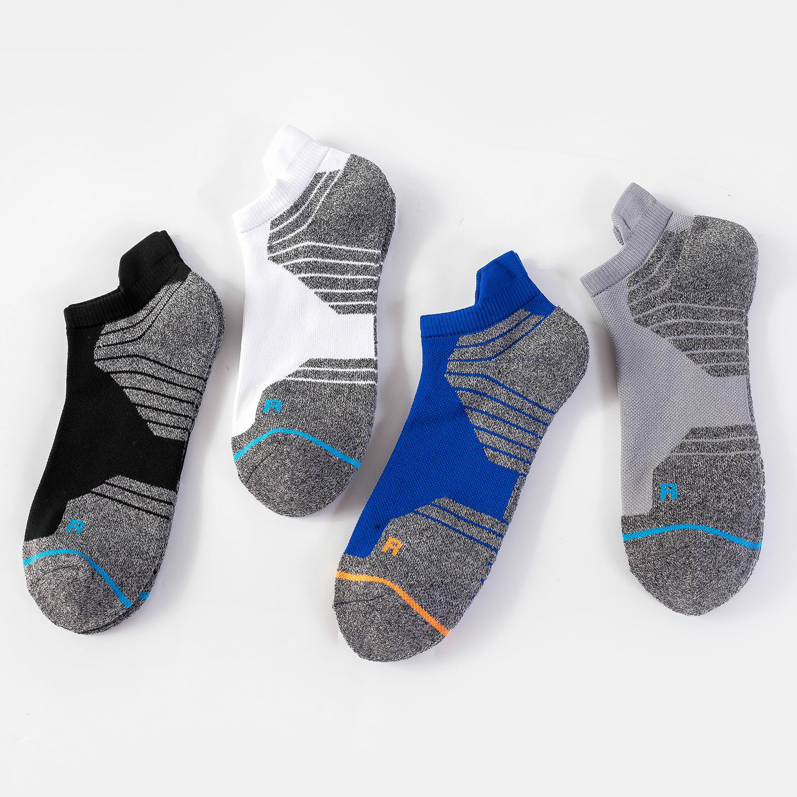 4 Pair Men Sports Socks Breathable Stretchable Soft Fadeless Running Hiking I6K7