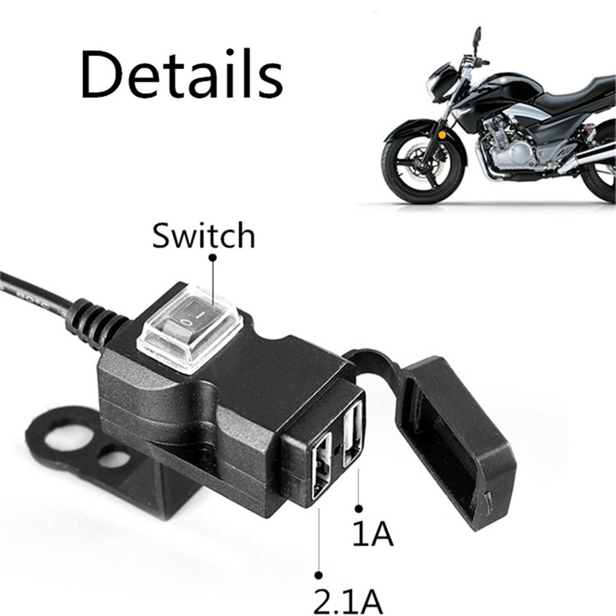 Waterproof Motorcycle Dual USB Power Supply Charger Port Socket Accessories Waterproof Motorcycle Dual USB Power Supply Charger Port Socket Accessories