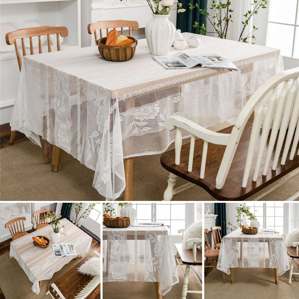 Rectangle Lace Flower Table Cloth Cover Wedding Party Dining Kitchen Tablecloth Rectangle Lace Flower Table Cloth Cover Wedding Party Dining Kitchen Tablecloth