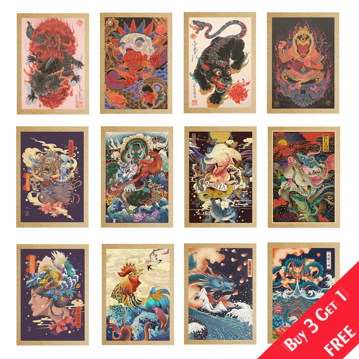 Vintage Poster Monster Japanese Ukiyoe Paint Tattoo Art Wall Decor A4 8″x12″ Vintage Poster Monster Japanese Ukiyoe Paint Tattoo Art Wall Decor A4 8″x12″