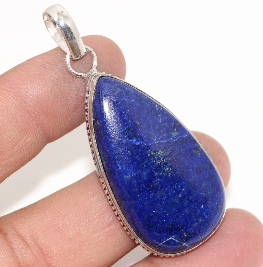 Lapis Lazuli 925 Silver Plated Gemstone Handmade Pendant 2.2″ Ethnic Gift GW Lapis Lazuli 925 Silver Plated Gemstone Handmade Pendant 2.2″ Ethnic Gift GW