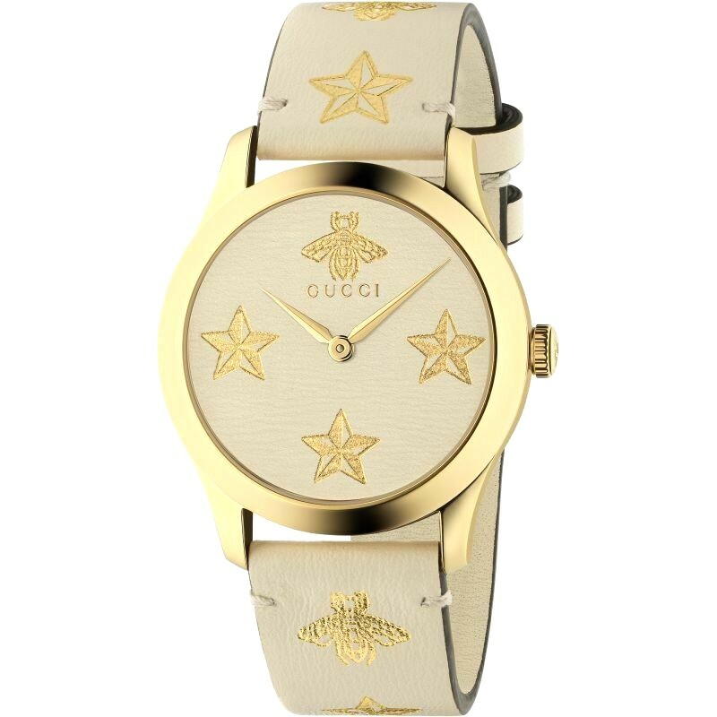 NEW Genuine GUCCI G-Timeless 38mm Gold Leather Star Bee Womens Watch YA1264096 NEW Genuine GUCCI G-Timeless 38mm Gold Leather Star Bee Womens Watch YA1264096