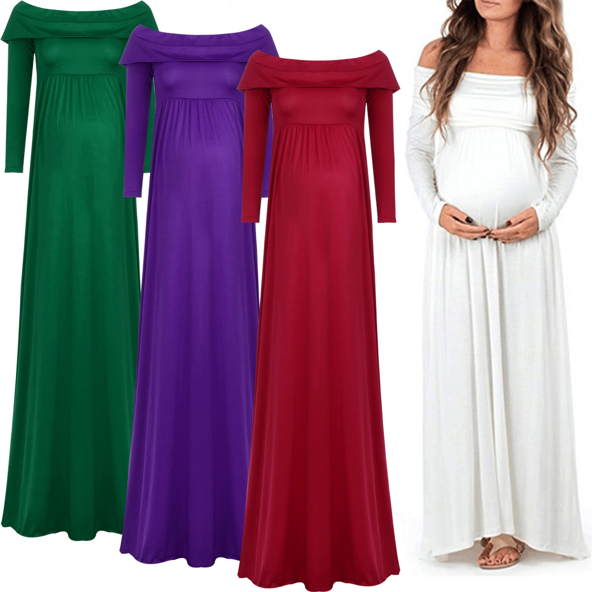 Maternity Gown Women Off Shoulder Evening Dress for Photo Shoot Baby Shower Maternity Gown Women Off Shoulder Evening Dress for Photo Shoot Baby Shower