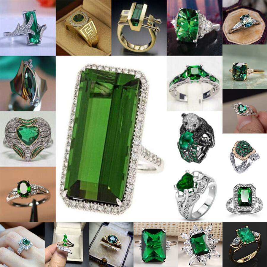 925 Silver Rings Women Emerald fashion Wedding Engagement Ring Jewelry Size 6-10 925 Silver Rings Women Emerald fashion Wedding Engagement Ring Jewelry Size 6-10