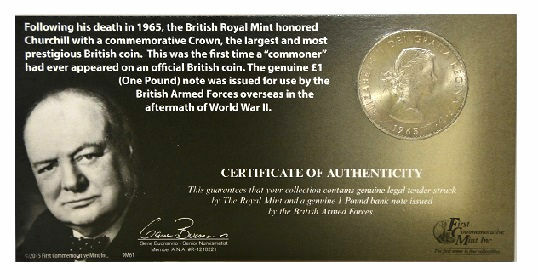 First Commemorative Mint Winston Churchill Collection – Coin, Voucher 1953-1963