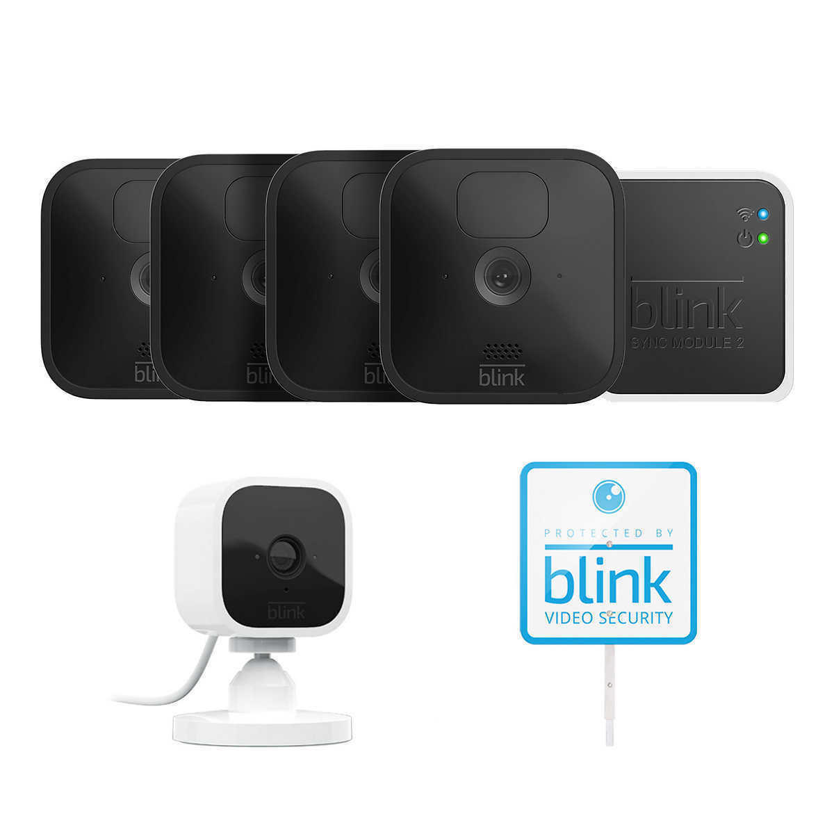 New Blink 5 Camera System 4 Outdoor Cameras 1 Mini Indoor Plug-in Camera New Blink 5 Camera System 4 Outdoor Cameras 1 Mini Indoor Plug-in Camera