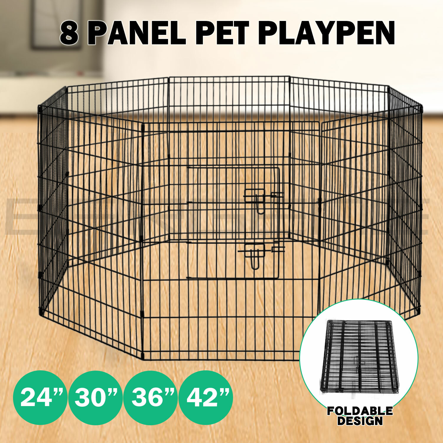 24″ 30″ 36″ 42″ 8 Panel Pet Playpen Fold Exercise Cage Fence Enclosure Dog Puppy 24″ 30″ 36″ 42″ 8 Panel Pet Playpen Fold Exercise Cage Fence Enclosure Dog Puppy