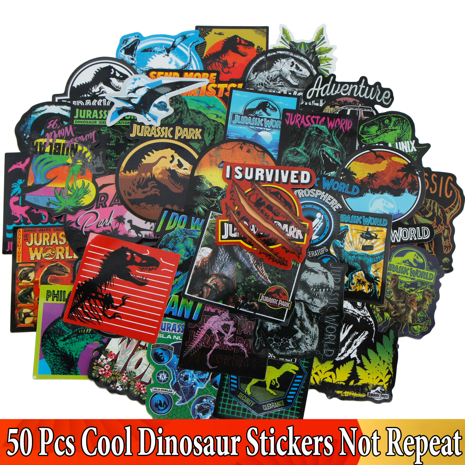 50 Skateboard Stickers bomb Vinyl Laptop Luggage Jurassic Park Sticker Lot cool 50 Skateboard Stickers bomb Vinyl Laptop Luggage Jurassic Park Sticker Lot cool