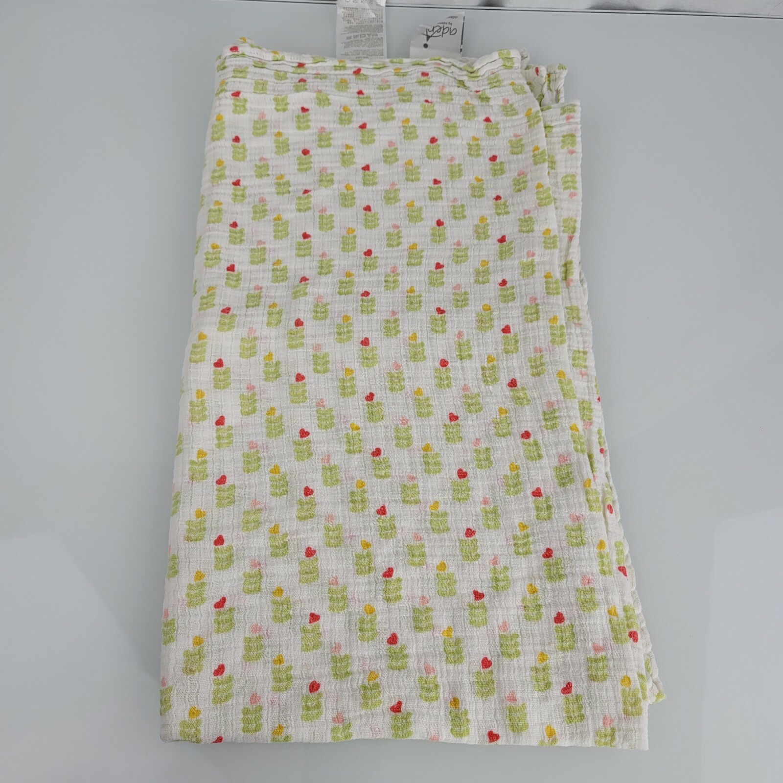 Aden + Anais Baby Blanket White Green Pink Red Heart Flower Muslin Swaddle Aden + Anais Baby Blanket White Green Pink Red Heart Flower Muslin Swaddle