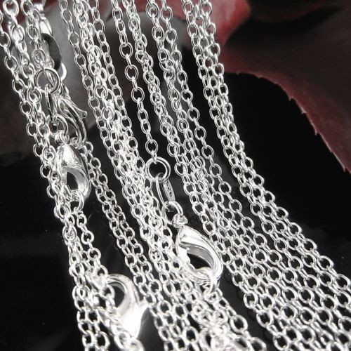 wholesale 10PCS 925sterling solid silver 1MM 16inch -24inch rolo chain necklace wholesale 10PCS 925sterling solid silver 1MM 16inch -24inch rolo chain necklace