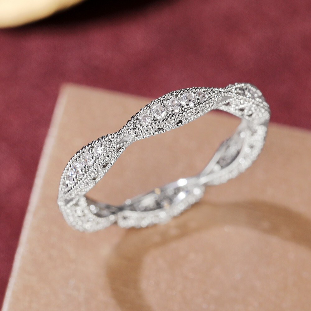 Pretty 925 Silver Rings for Women White Sapphire Engagement Jewelry Gift Sz 6-10 Pretty 925 Silver Rings for Women White Sapphire Engagement Jewelry Gift Sz 6-10