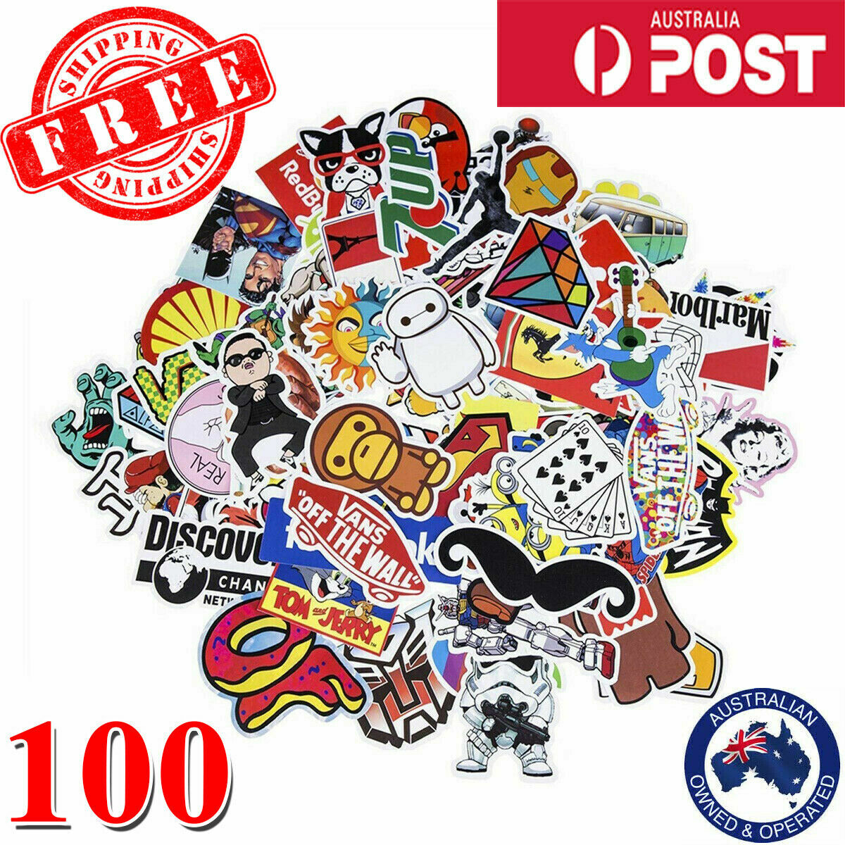 100 Random Cool Vinyl Decal Graffiti Stickers Car Bomb Laptop Waterproof Skate