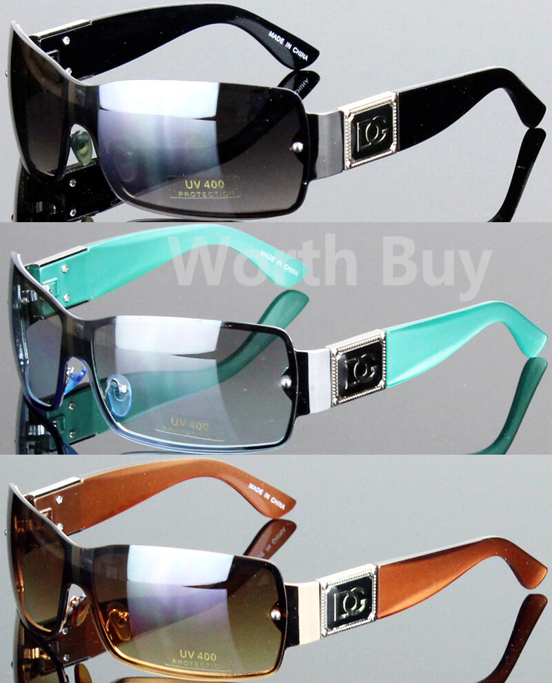 New Womens Mens Shield Designer Fashion Sunglasses Wrap Around Shades Rimless