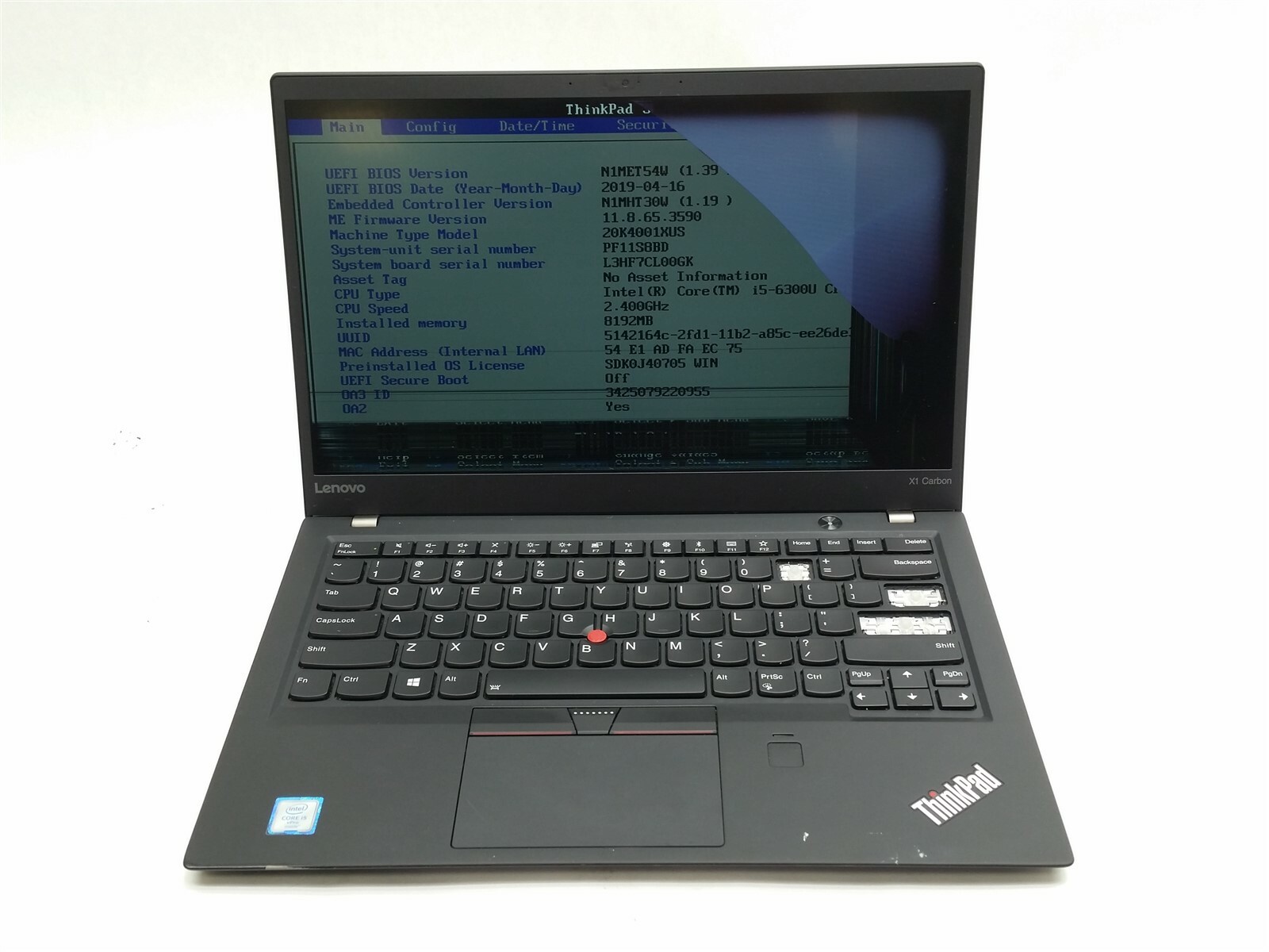 Lenovo ThinkPad X1 Carbon 5th Gen 14″ FHD Core i5-6300U 2.40GHz 8GB Laptop Parts Lenovo ThinkPad X1 Carbon 5th Gen 14″ FHD Core i5-6300U 2.40GHz 8GB Laptop Parts