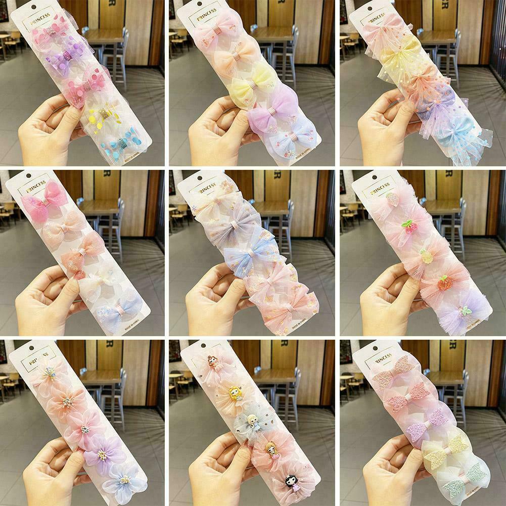 5Pcs Fashion Cute Kids Bow Hair Clips Set Lovely Cartoon Hairpin Headwear A9C0