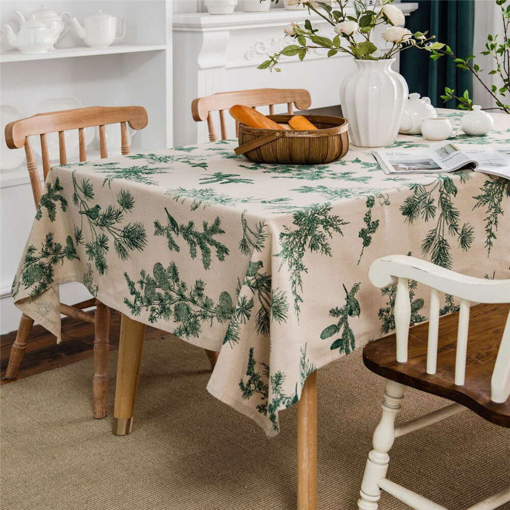 Tablecloth Cotton Linen Print Dining Kitchen Rectangle Table Cloth Cover Decor