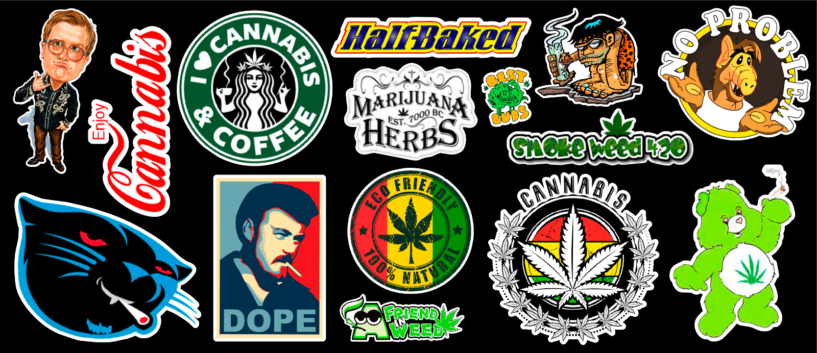 15 Weed Marijuana Cannabis Parody Vinyl Stickers 15 Weed Marijuana Cannabis Parody Vinyl Stickers