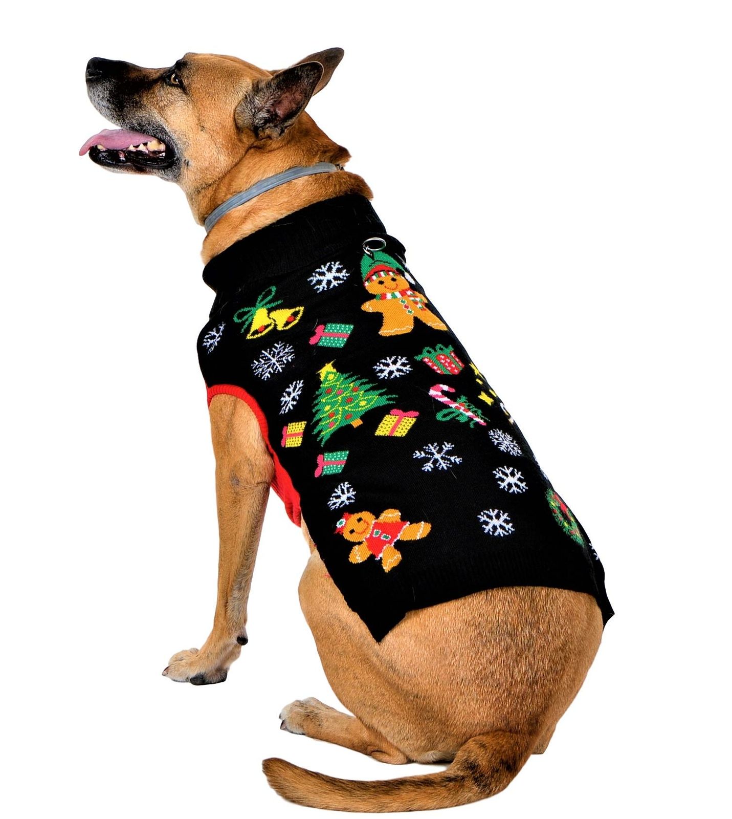 SoCal Look Dogs Christmas Sweaters Gingerbread Pullover Black