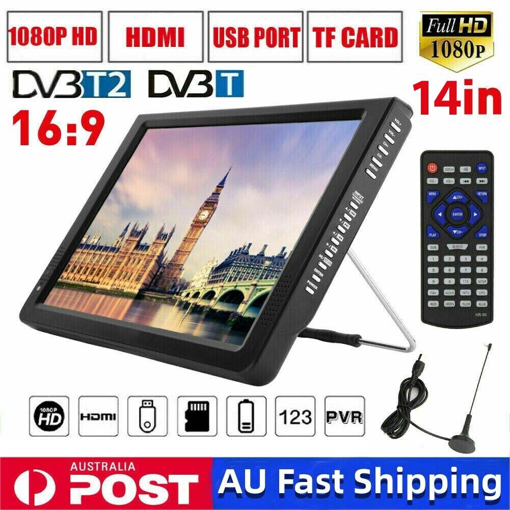 Portable 14″ Digital TV 1080P HD TFT LED Car USB HDMI TV Video Player Television Portable 14″ Digital TV 1080P HD TFT LED Car USB HDMI TV Video Player Television