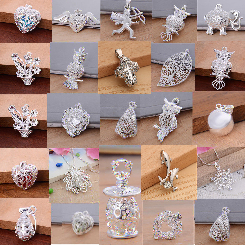 Fashion 925 Silver Charms Pendant Necklace Unisex Wedding Jewelry Gifts