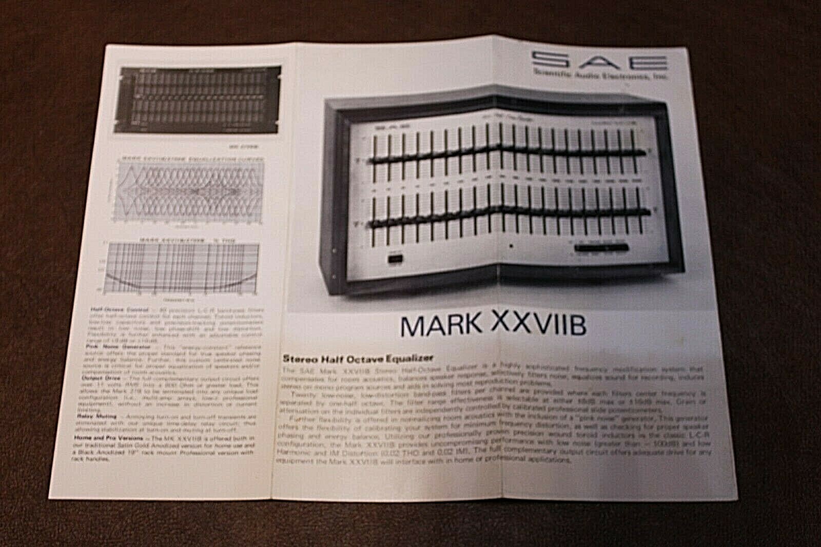 1977 SAE Scientific Audio Electronics MARK XXVIIB EQ Original Sales Brochure 1977 SAE Scientific Audio Electronics MARK XXVIIB EQ Original Sales Brochure