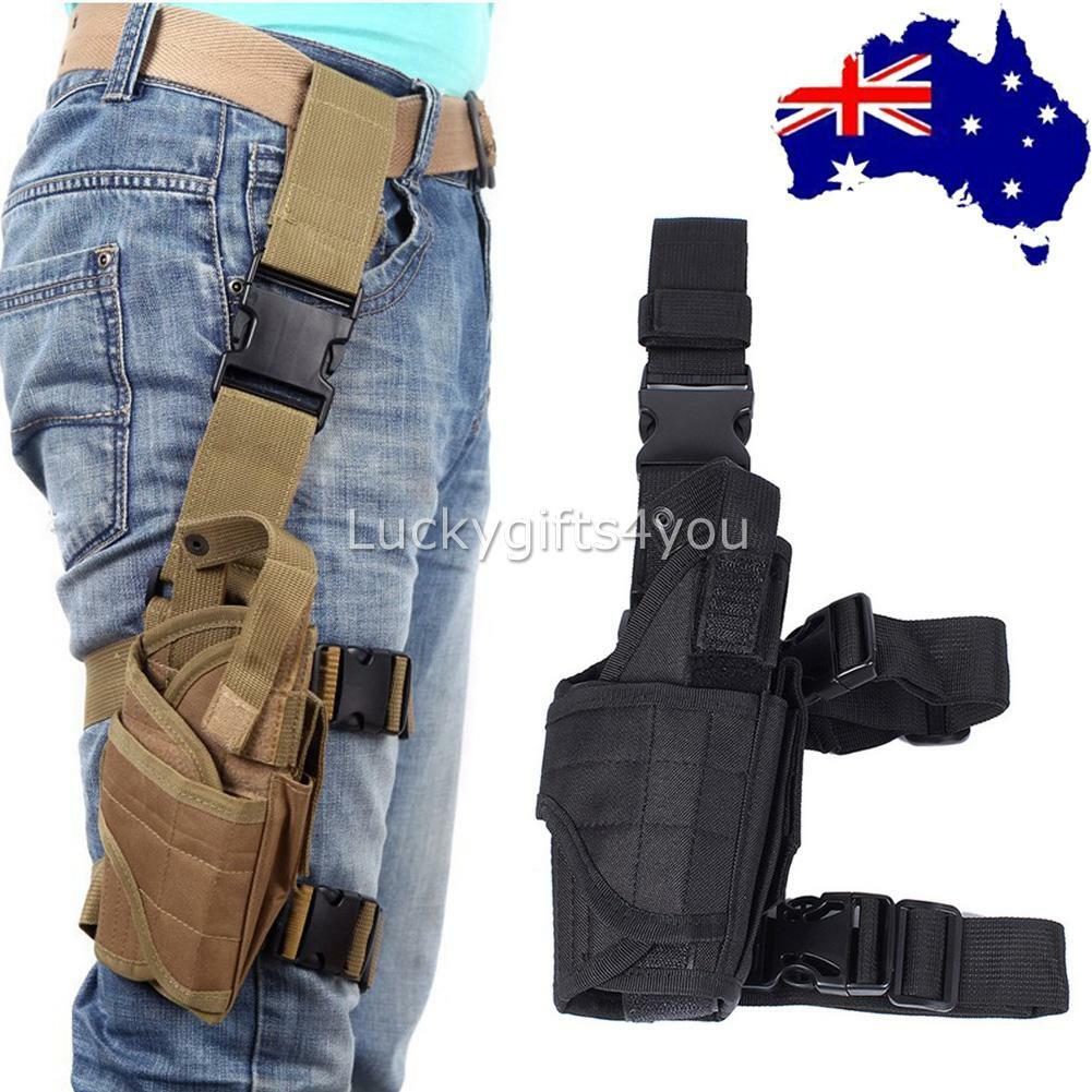Military Tactical Puttee Thigh Gun Holster Leg Pistol Pouch Outdoor Hunt Sports