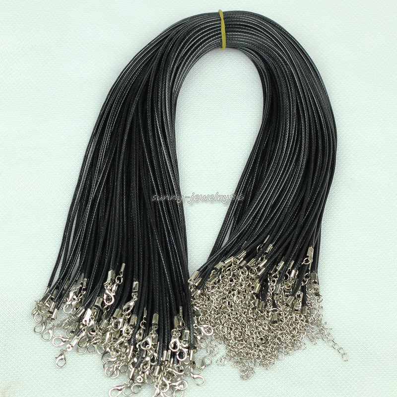 10/20/50pcs Black Waxed Cotton Necklace Cords 1.5mm/2mm 18″ For Pendant Necklace 10/20/50pcs Black Waxed Cotton Necklace Cords 1.5mm/2mm 18″ For Pendant Necklace