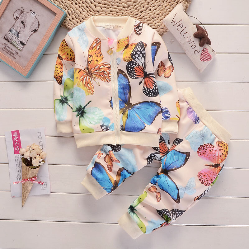 2pcs Child Girls Sport Casual Clothing Butterfly Sweater Coat+Pants Fashion Sets 2pcs Child Girls Sport Casual Clothing Butterfly Sweater Coat+Pants Fashion Sets
