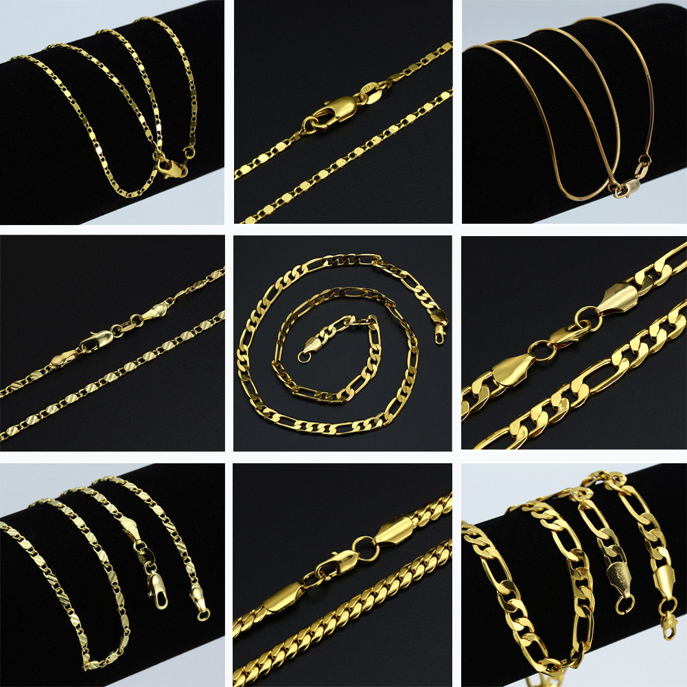 Wedding Party Women Men 18K Gold Filled Rope Chain Necklace Jewelry Gift 16-30” Wedding Party Women Men 18K Gold Filled Rope Chain Necklace Jewelry Gift 16-30”