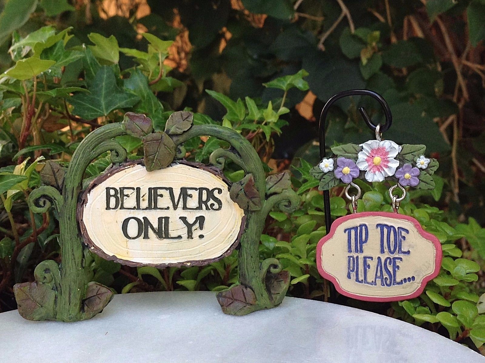 Miniature Dollhouse FAIRY GARDEN ~ Believers Only & Tip Toe Please Sign Set Pick Miniature Dollhouse FAIRY GARDEN ~ Believers Only & Tip Toe Please Sign Set Pick