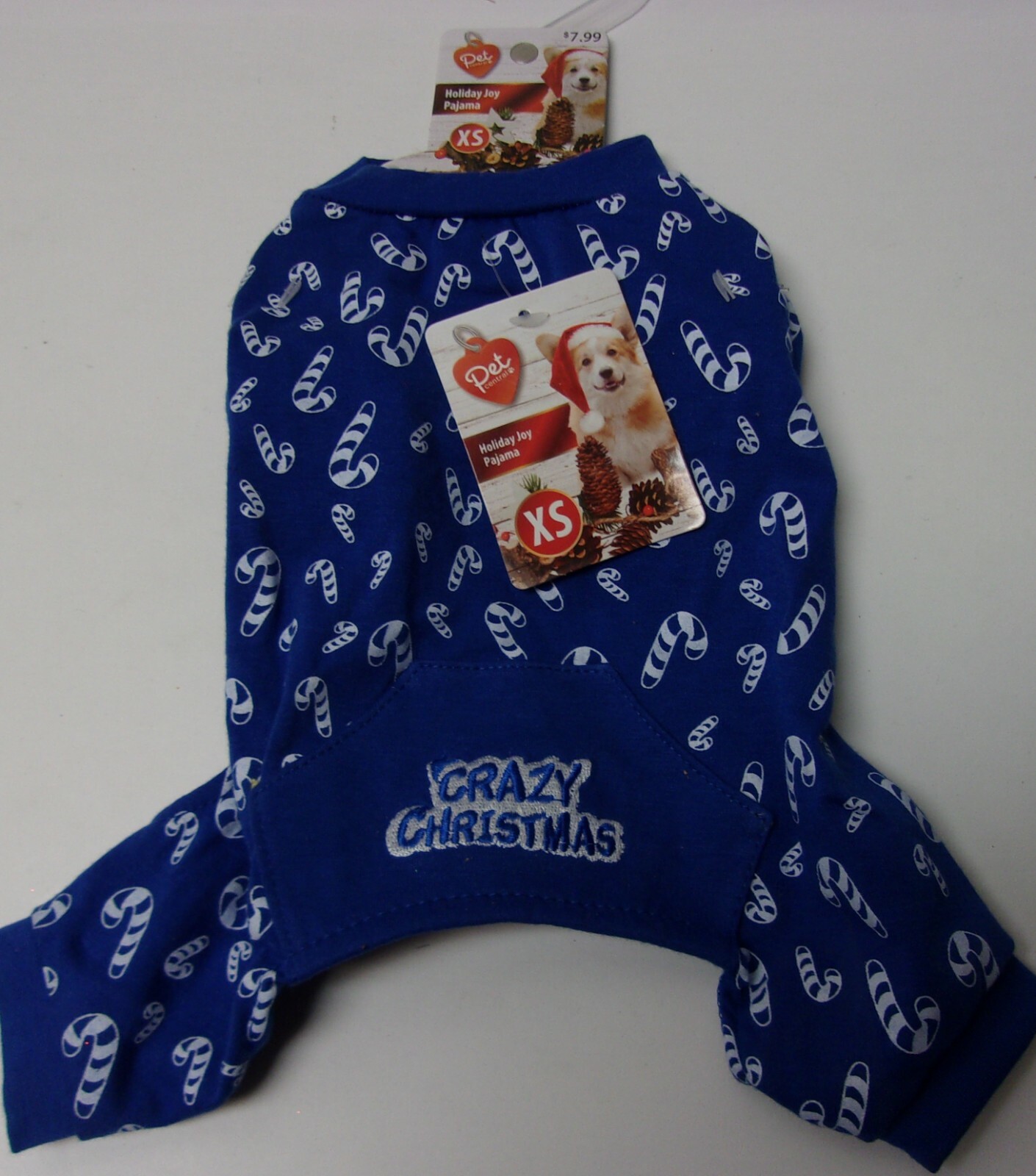 Pet Central Holiday Joy Pajama. Crazy Christmas Size X-Small . Blue/White #528 Pet Central Holiday Joy Pajama. Crazy Christmas Size X-Small . Blue/White #528